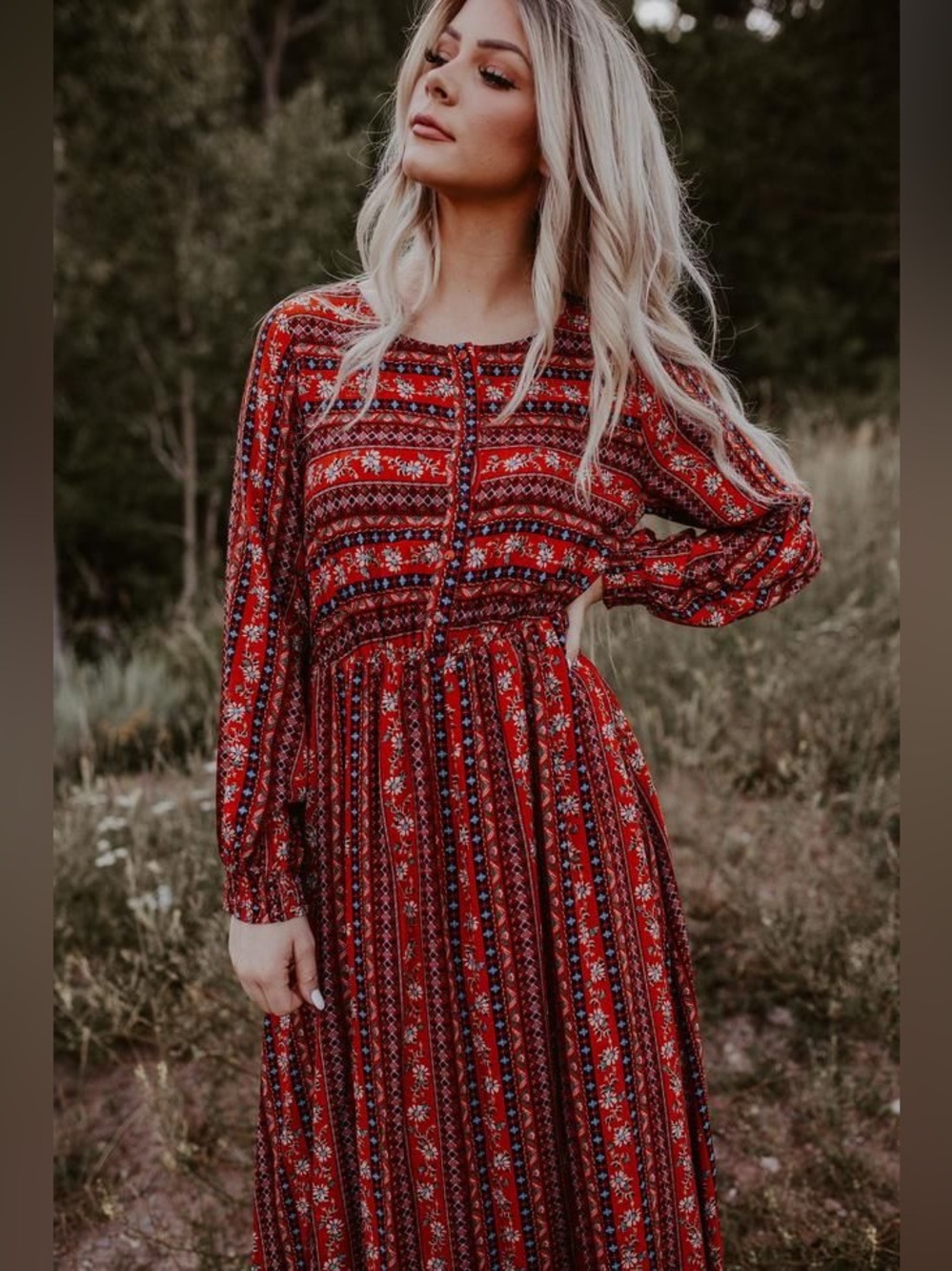 One Loved Babe Maxi Dress Long Sleeve Lost in a Fairytale Women's XXL Red
